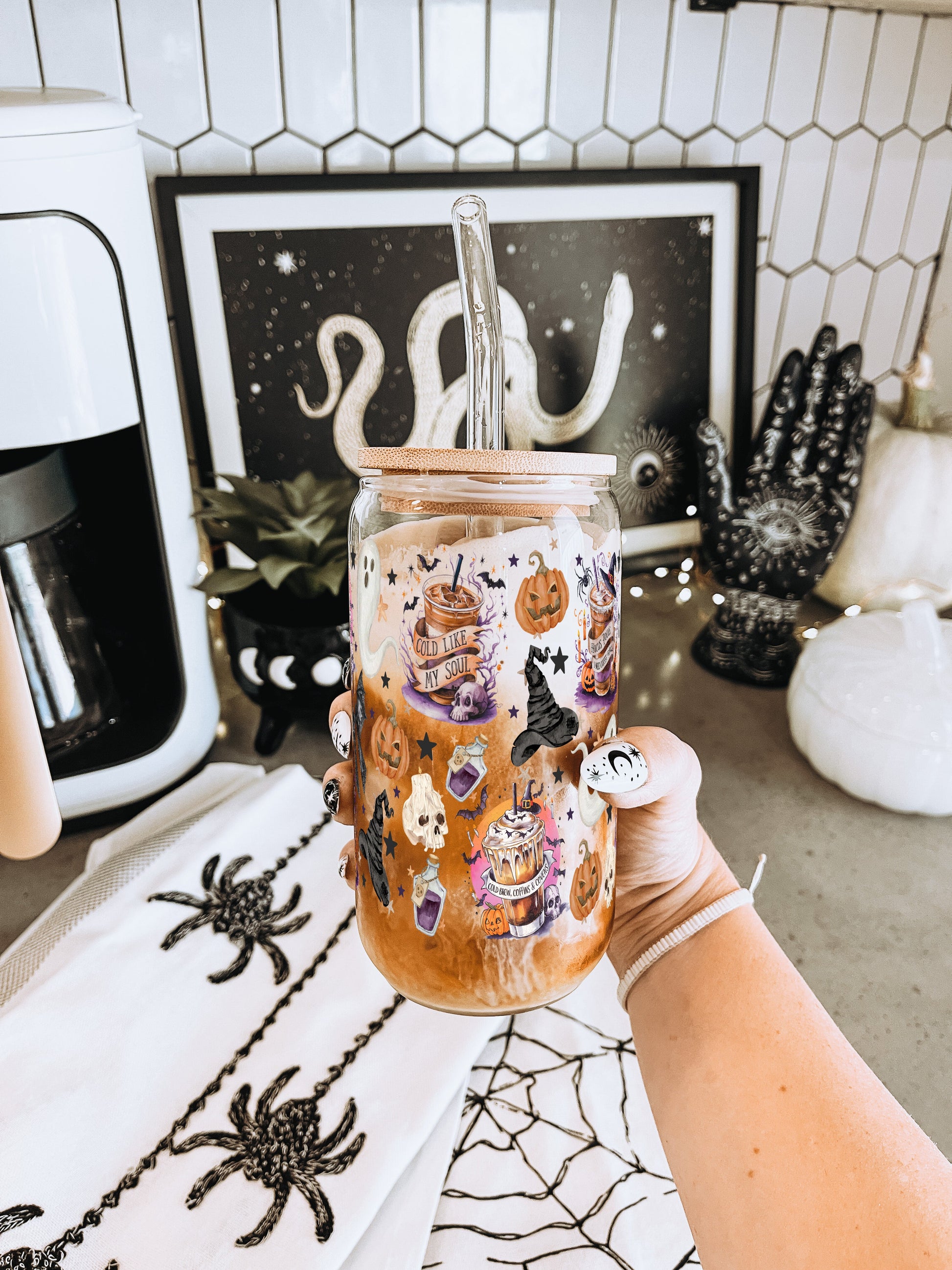 Halloween Fall Coffee Cup With Lid and Straw - Sip Sip Hooray