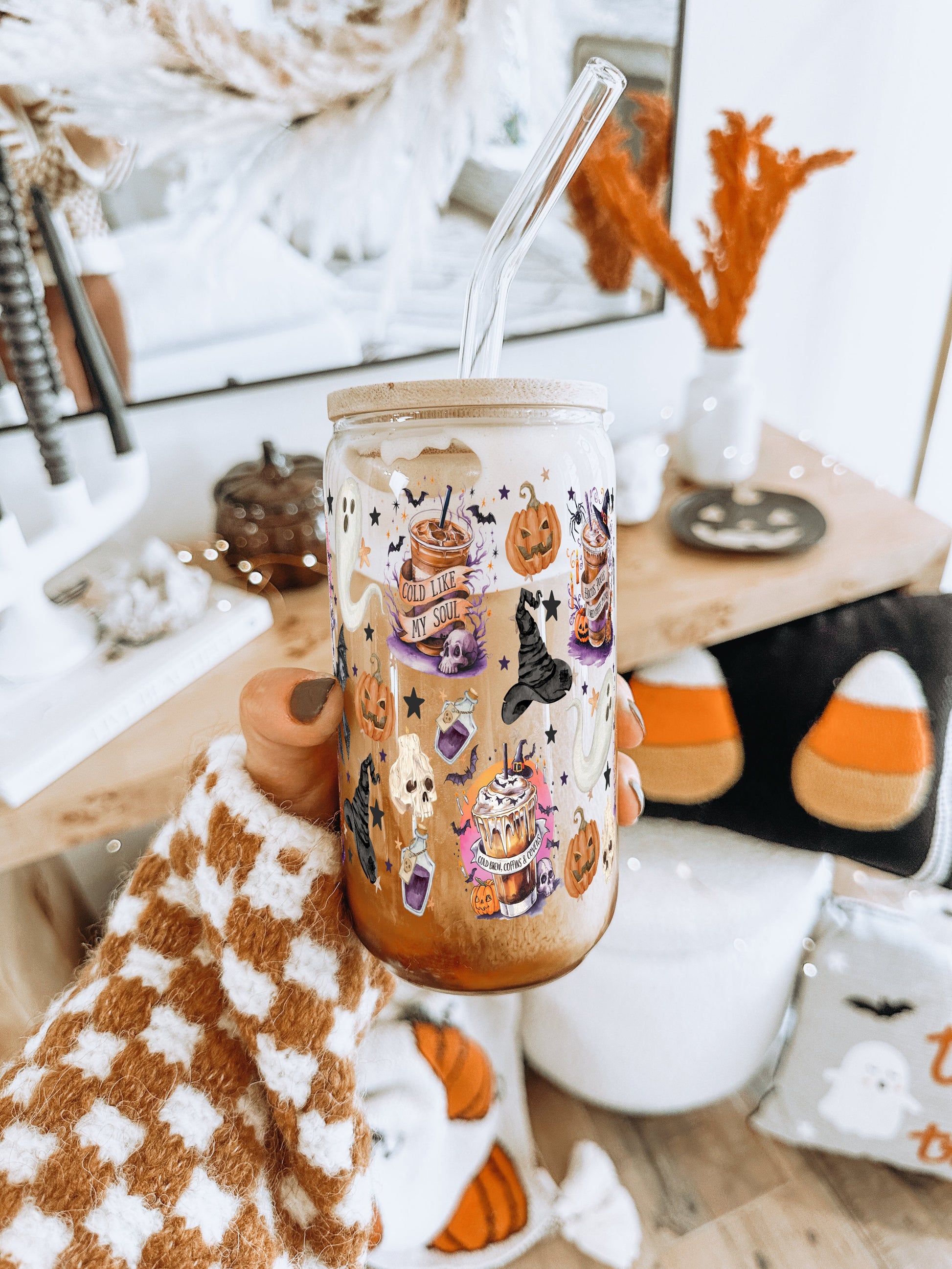Halloween Fall Coffee Cup With Lid and Straw - Sip Sip Hooray