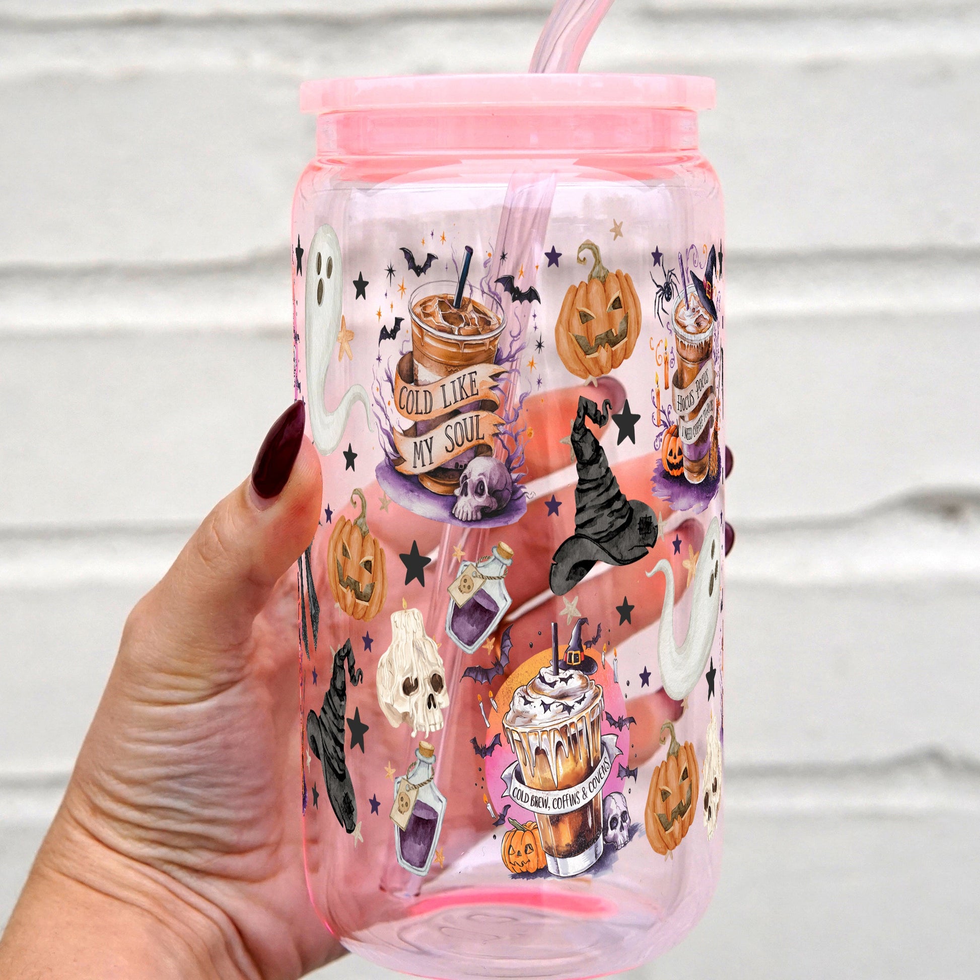 Halloween Fall Coffee Cup With Lid and Straw - Sip Sip Hooray