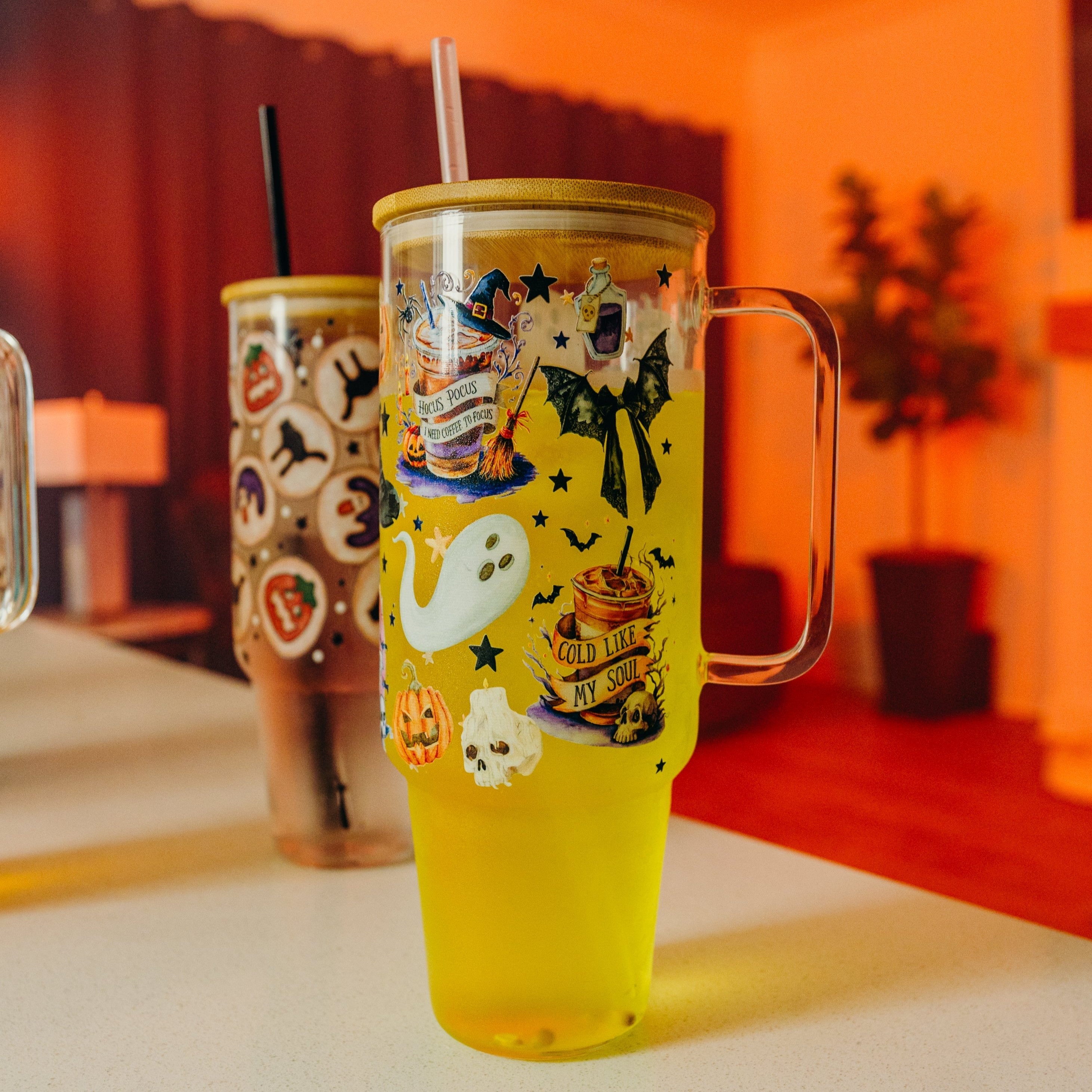 Halloween Fall Coffees 40oz Glass or Plastic Tumbler With Lid and Straw - Sip Sip Hooray