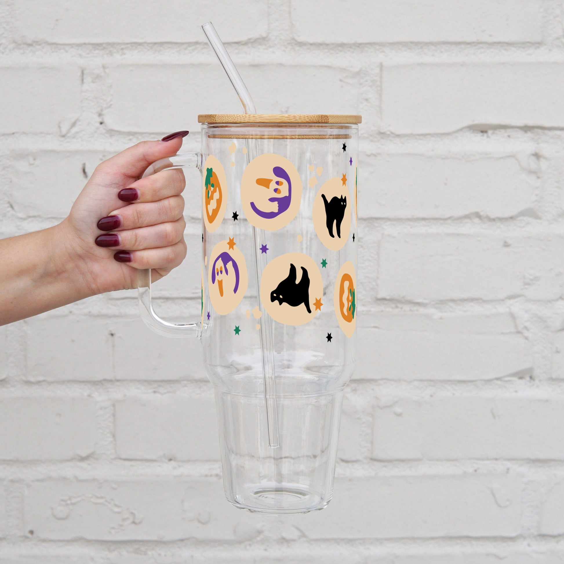 Halloween Inspired Cookies 40oz Glass or Plastic Tumbler With Lid and Straw - Sip Sip Hooray