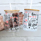 Love Script 17oz Glass Mug With Lid and Straw