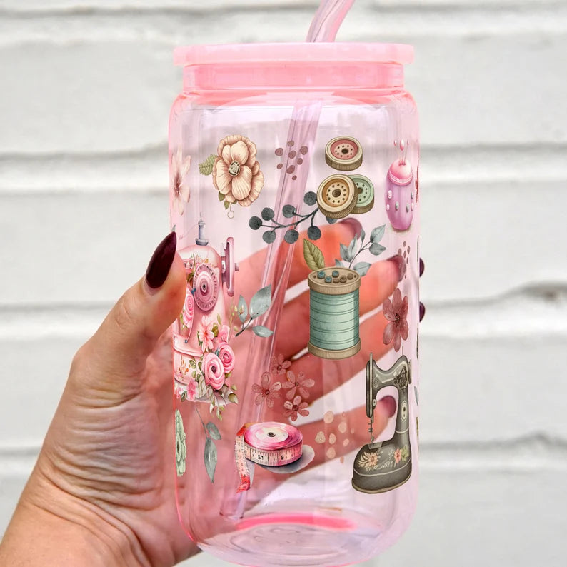 Sewing Cup With Lid and Straw
