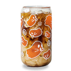 Ghost glass cup showing color changing frosted to orange effect