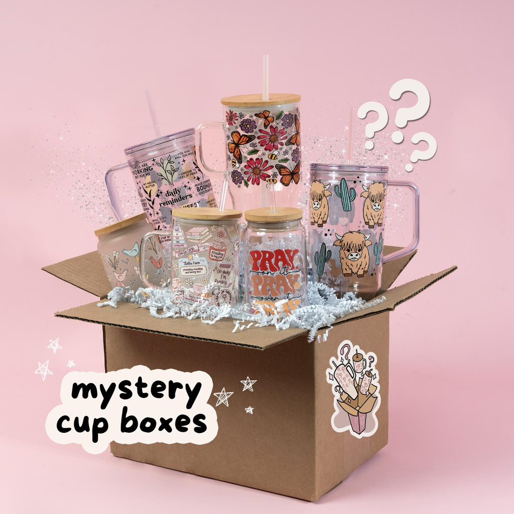 Mystery Box of Assorted Cups and Tumblers with Lids and Straws, Intuitive Scoops, 16oz, 17oz, and 40oz