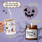 Bookish Boo Basket Halloween gift box with a ghost glass mug, Wicked Apple candle, mug rug and straw by Sip-Sip Hooray!