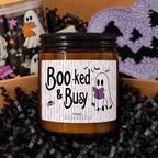 Bookish Boo Basket Halloween gift box with a ghost glass mug, Wicked Apple candle, mug rug and straw by Sip-Sip Hooray!