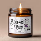 Bookish Boo Basket Halloween gift box with a ghost glass mug, Wicked Apple candle, mug rug and straw by Sip-Sip Hooray!