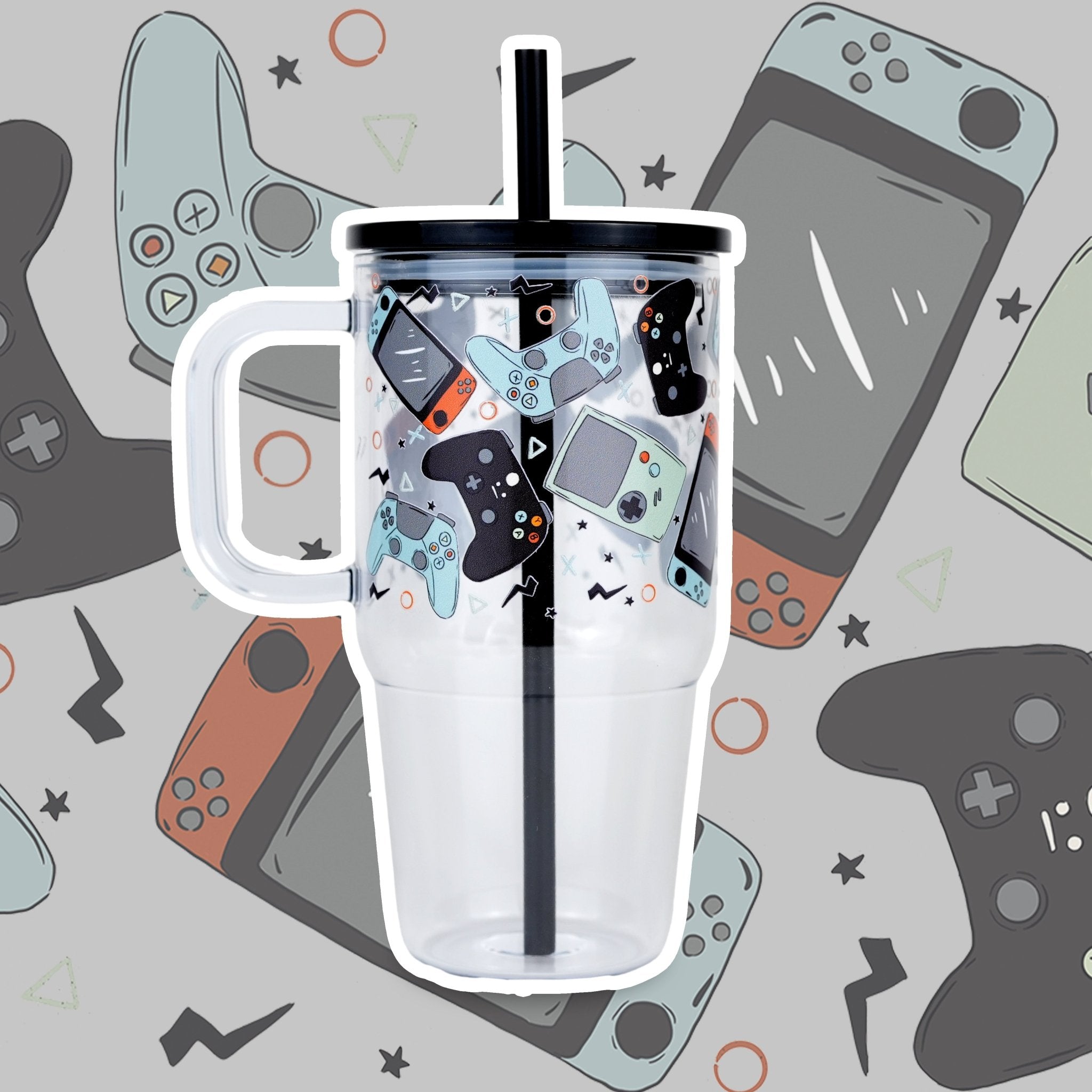 Level Up Gamer Tumbler 20oz Kids Tumbler with Handle, Lid & Straw - Sip Sip Hooray