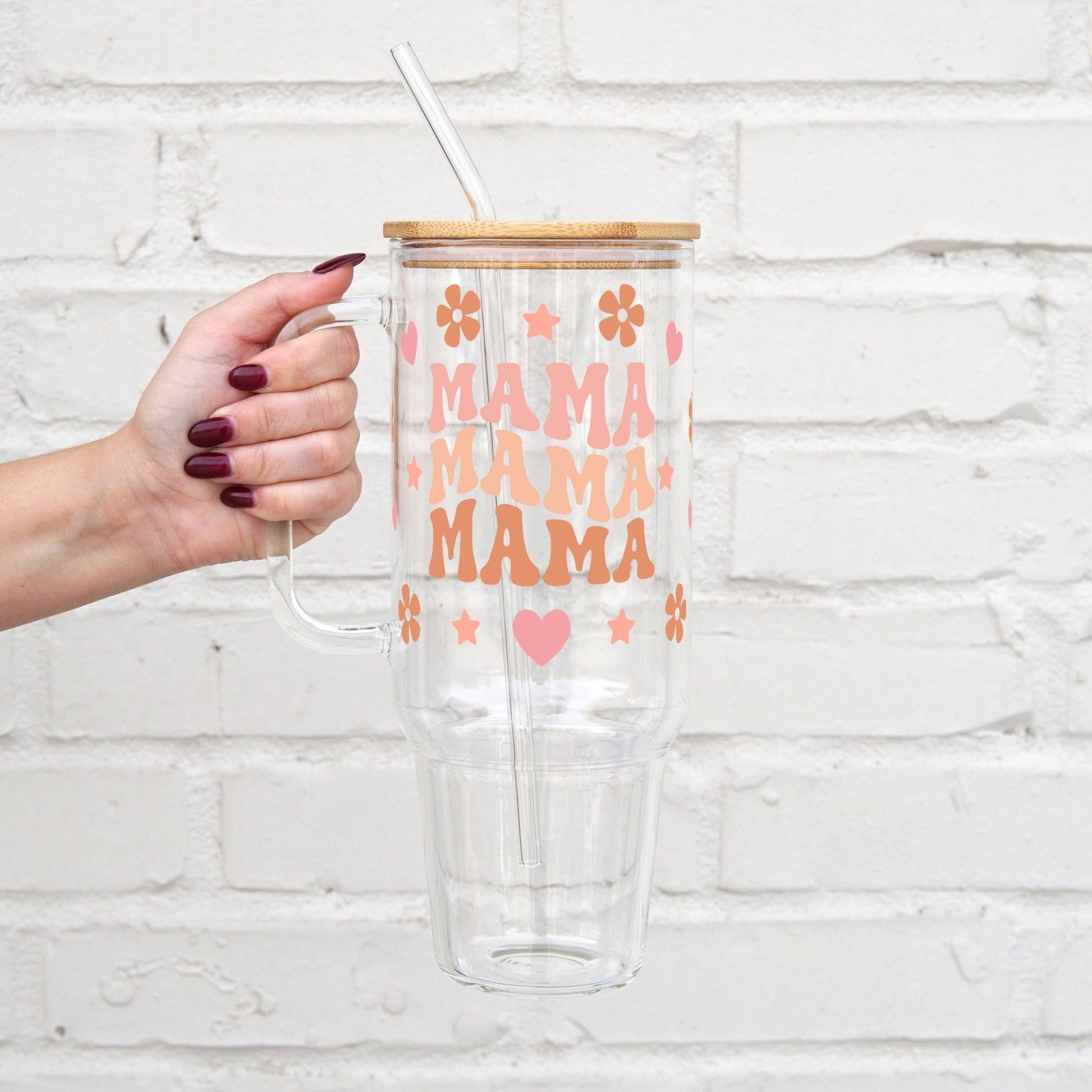 Mama Glass or Plastic Tumbler With Lid and Straw - Sip Sip Hooray