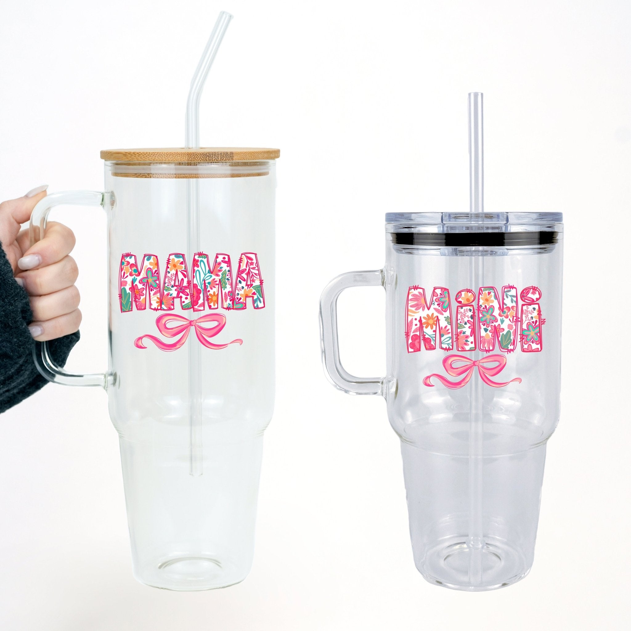 Mama + Mini Floral Bow Matching Tumblers - Sip Sip Hooray