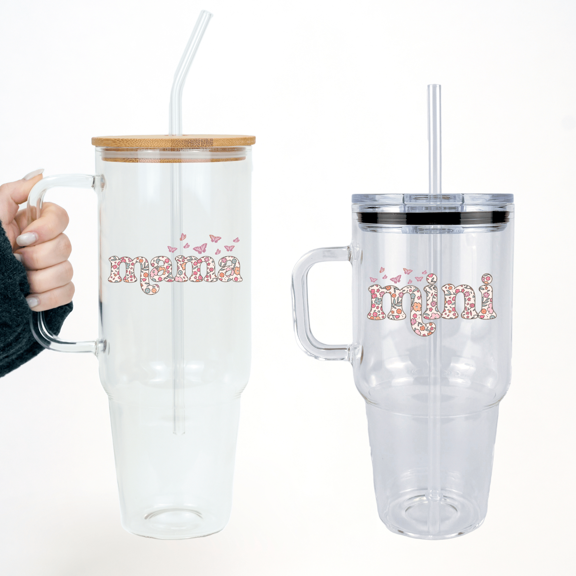 Mama + Mini Floral Butterfly Matching Tumblers - Sip Sip Hooray