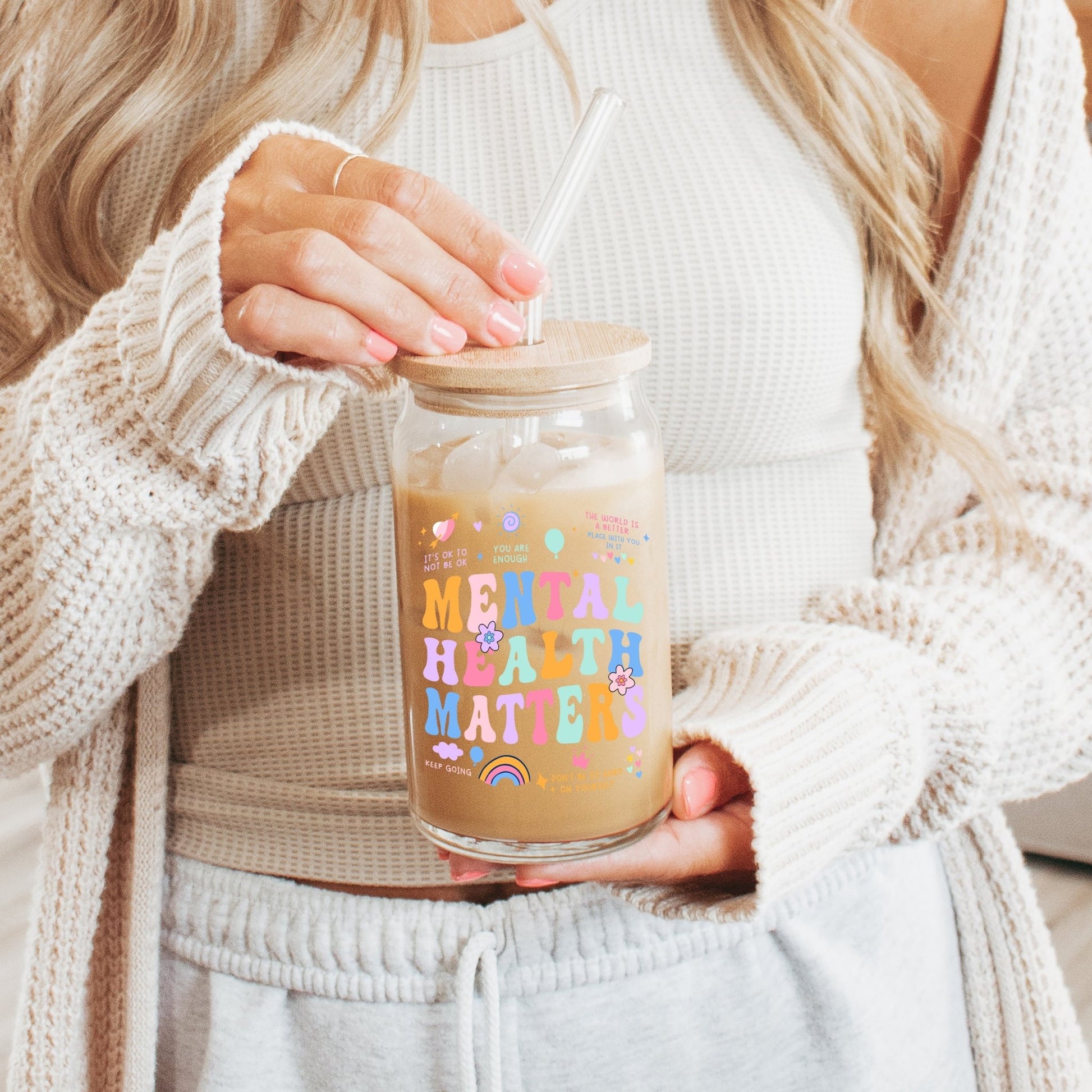 Mental Health Matters Cup With Lid and Straw - Sip Sip Hooray