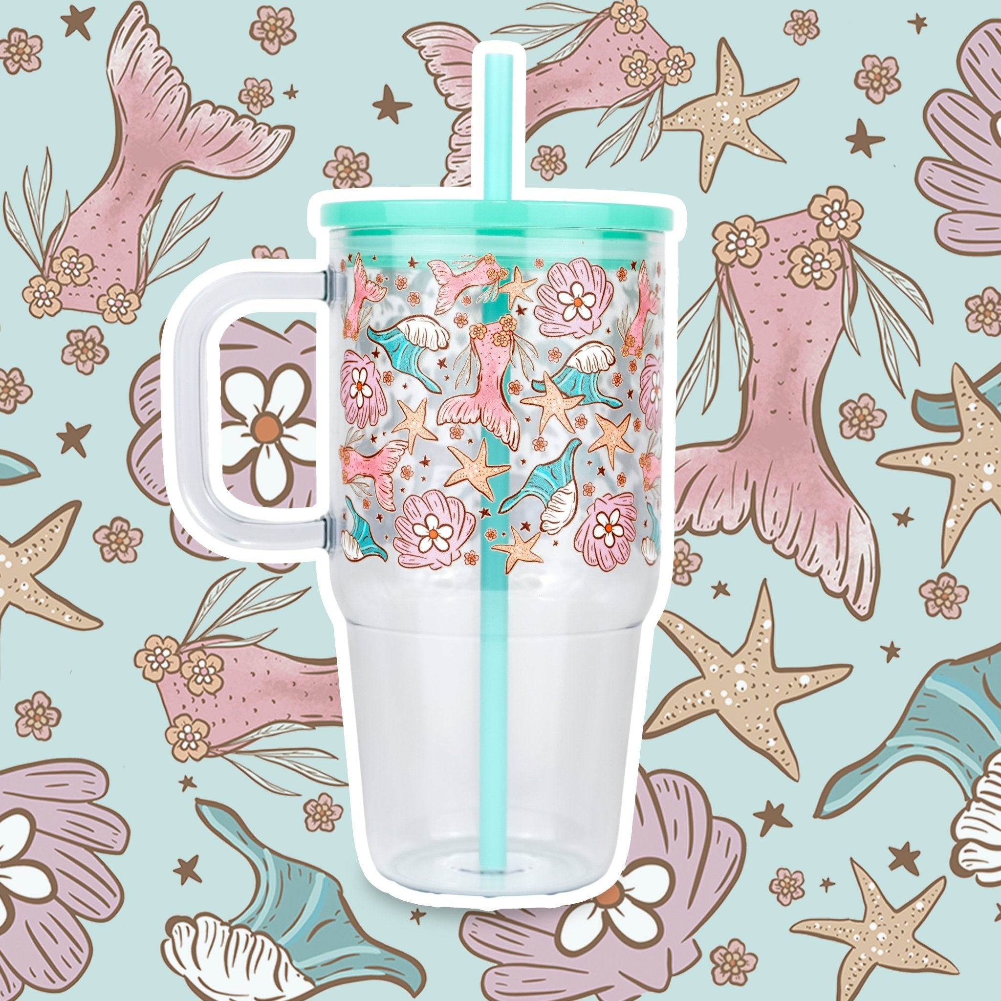 Mermaid Magic 20oz Kids Tumbler with Handle, Lid & Straw - Sip Sip Hooray