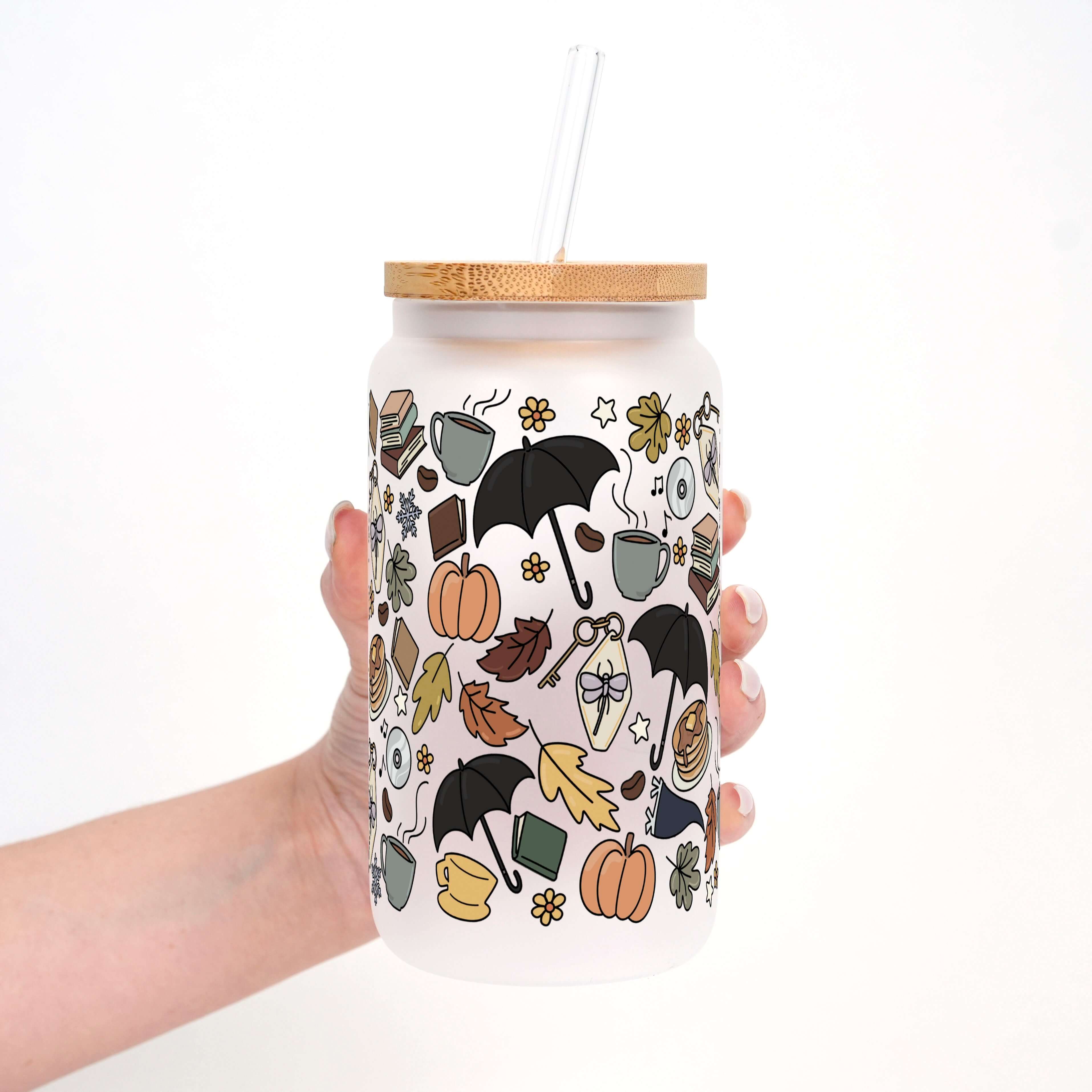 Fall Girls Cup With Lid and Straw