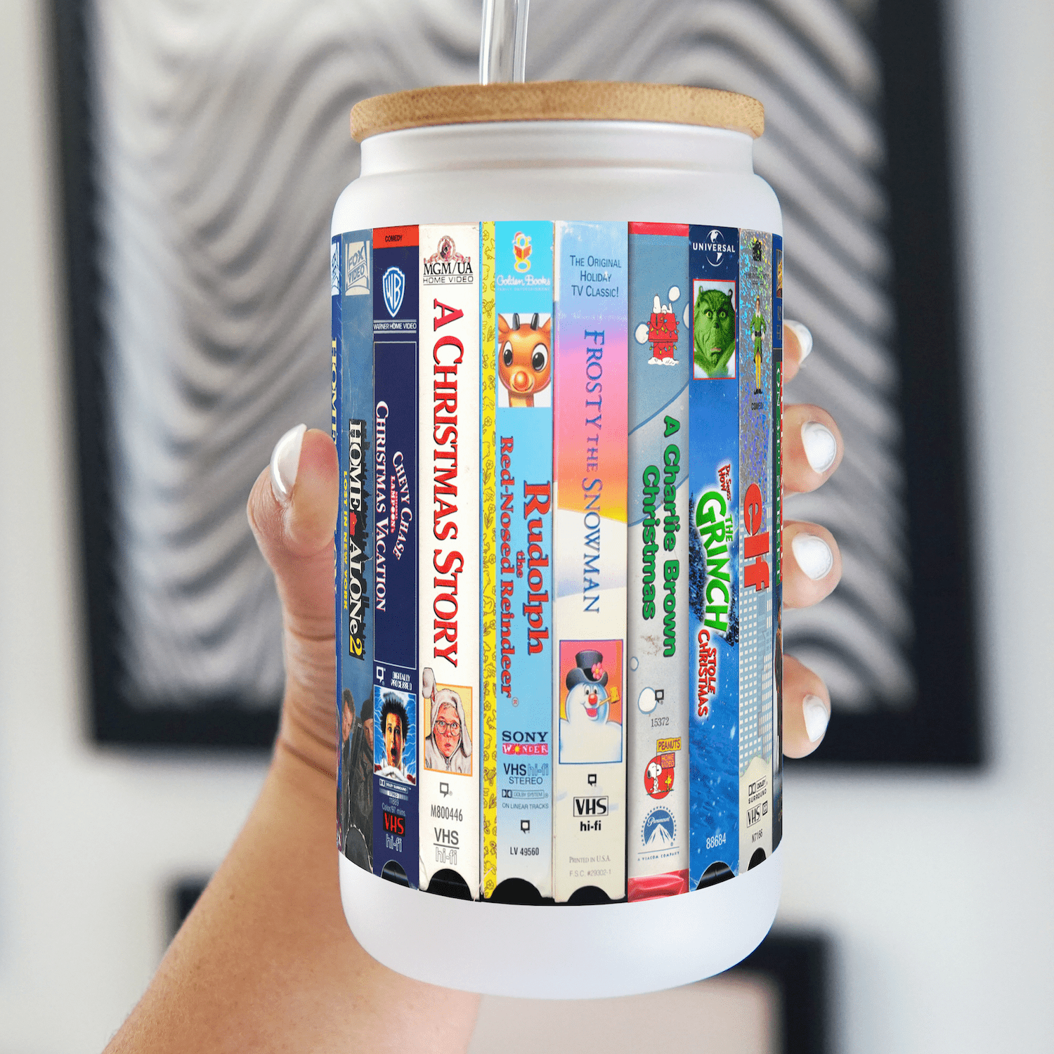 Nostalgic Christmas Movies Cup with Lid and Straw - Sip Sip Hooray