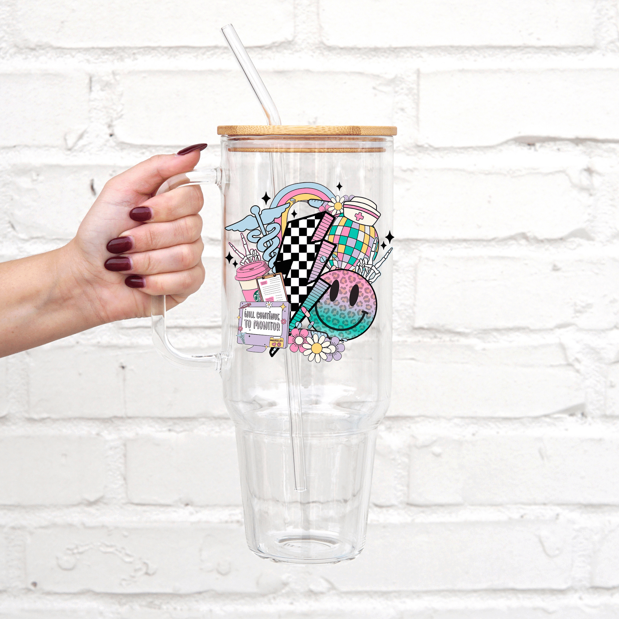 Nurse Tumbler With Lid and Straw