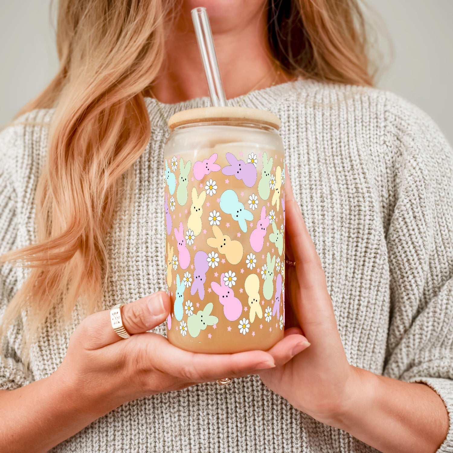 Pastel Bunny Cup with Lid and Straw - Sip Sip Hooray