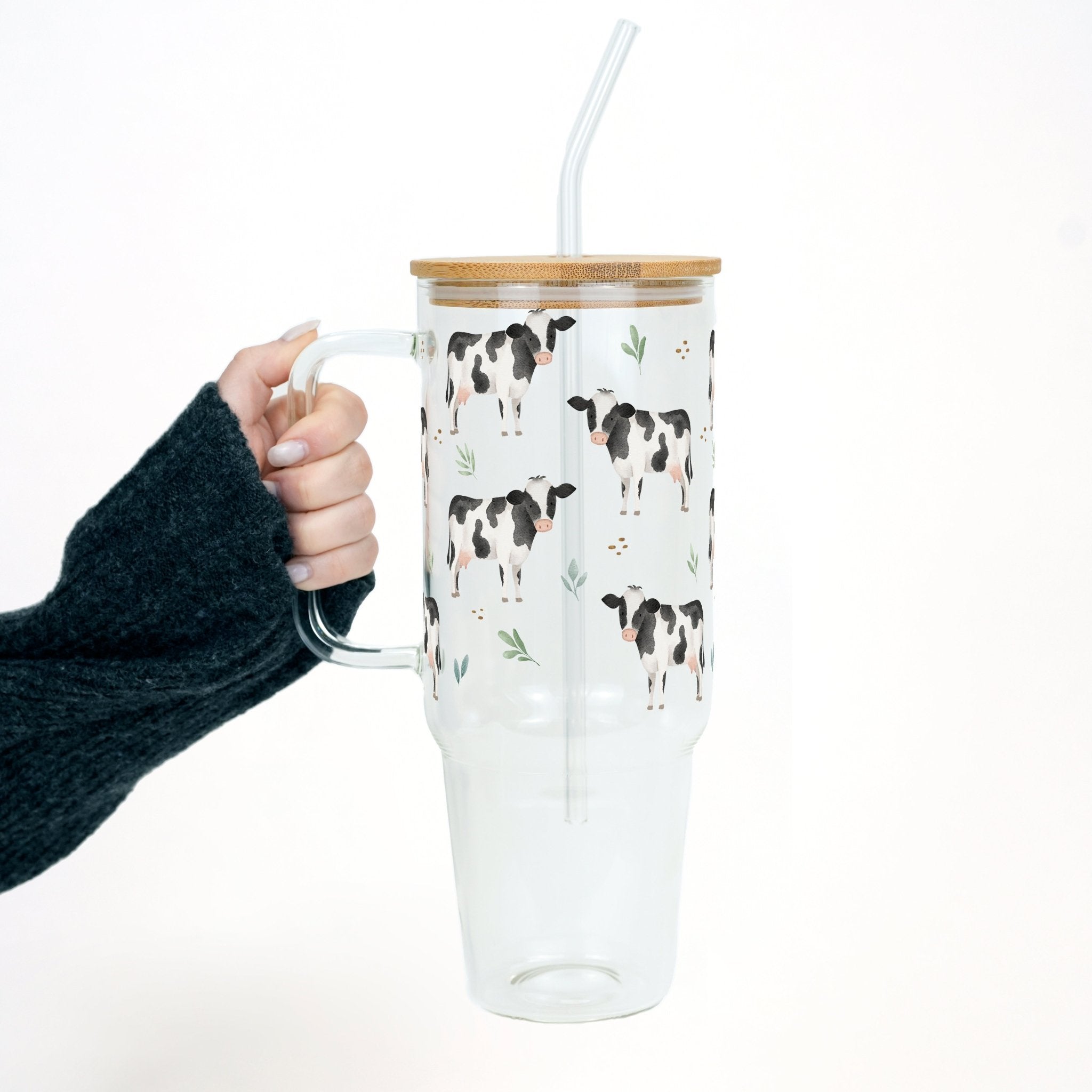 Pasture Perfect 40oz Cow Tumbler With Handle Lid and Straw - Sip Sip Hooray