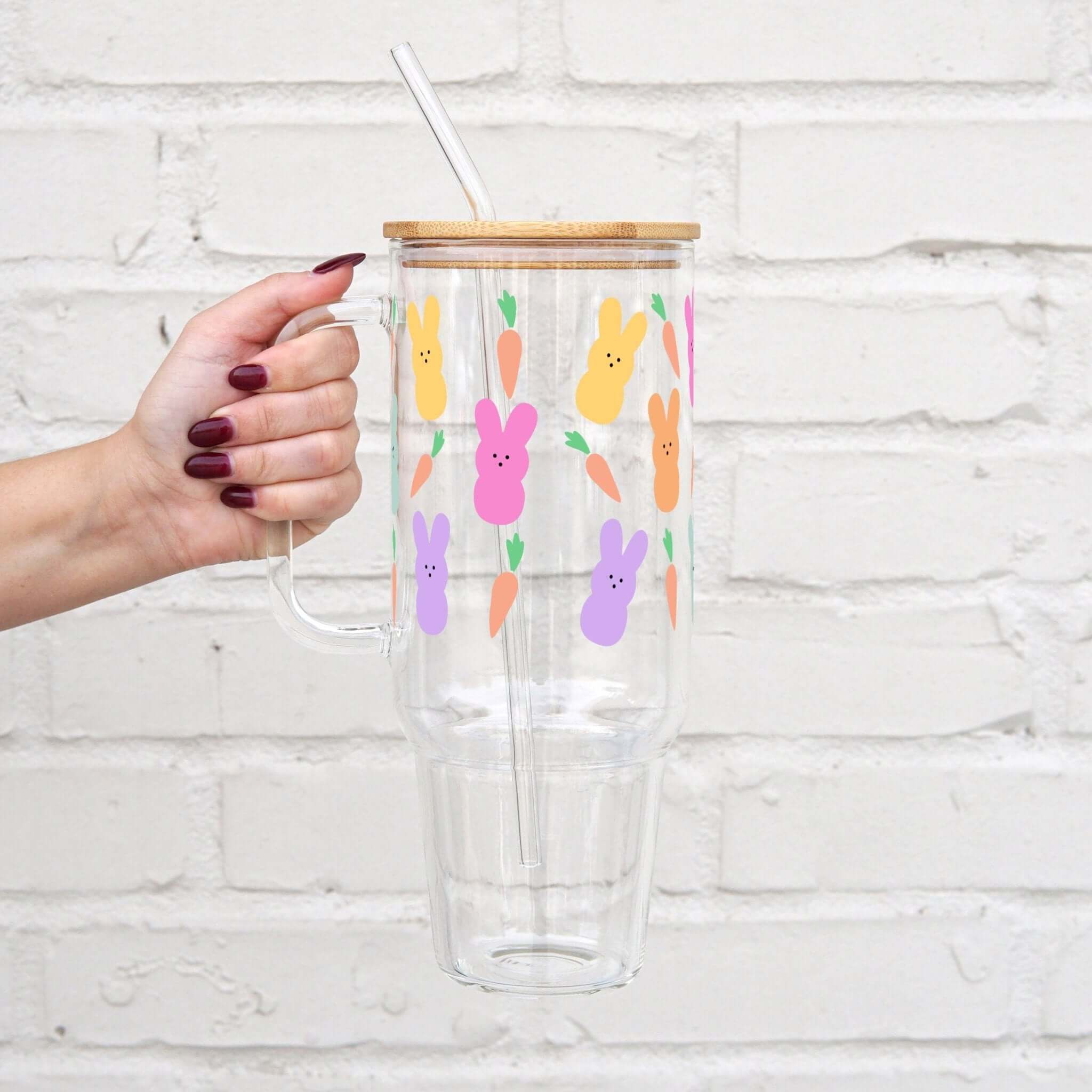 Peep Bunnies and Carrots Tumbler With Lid and Straw