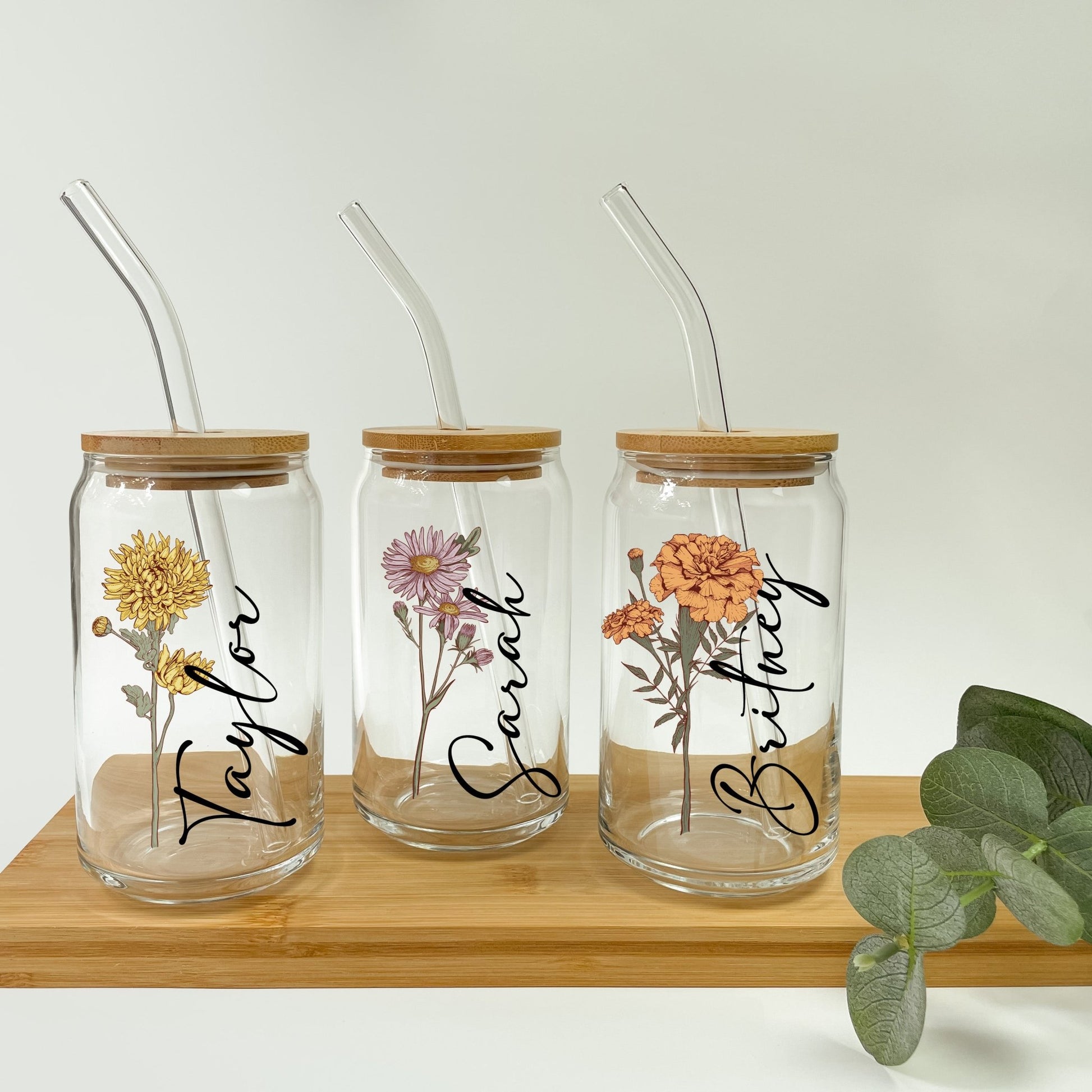 Personalized Color Birth Flower Cup with Lid and Straw - Sip Sip Hooray