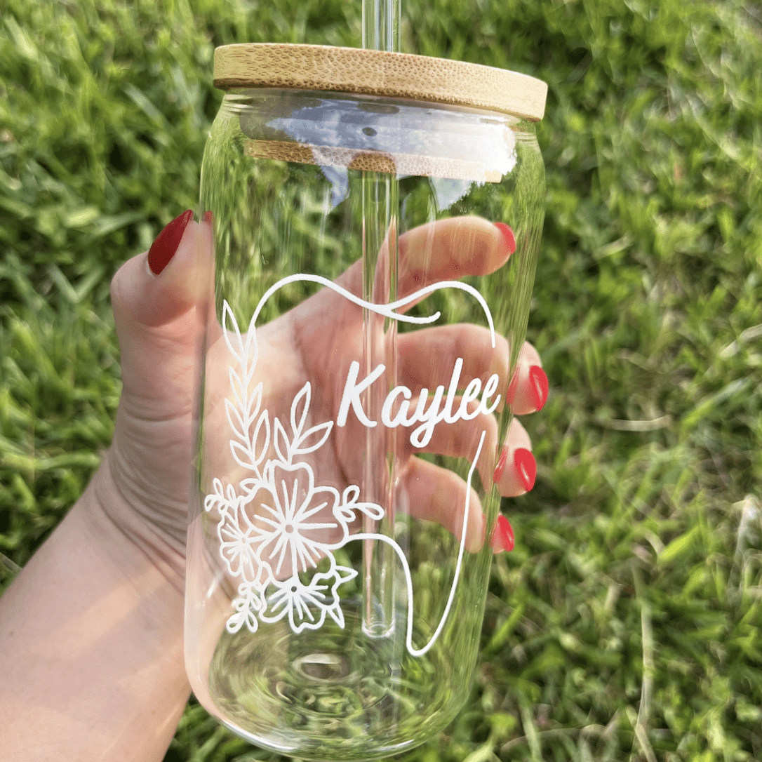 Personalized Dental Hygienist Dentist Gift Floral Tooth Glass Can Cup - Sip Sip Hooray