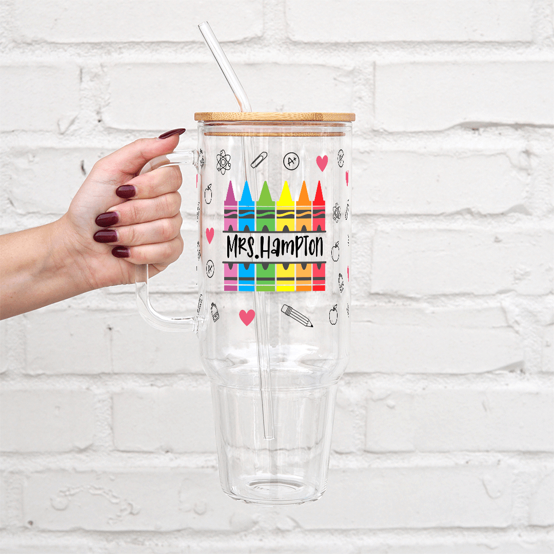 Personalized Teacher Tumbler With Lid and Straw
