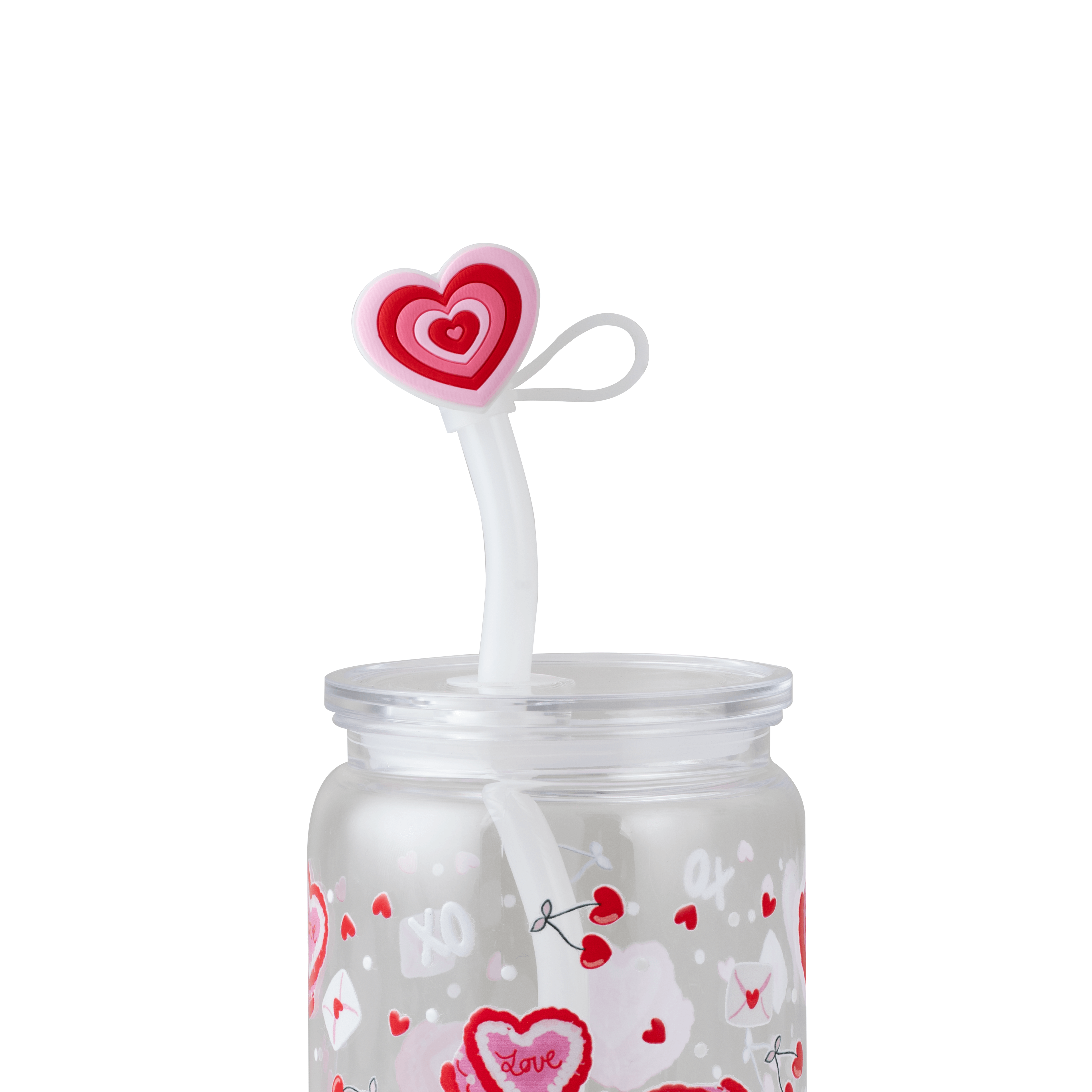 Pink + Red Heart Straw Topper