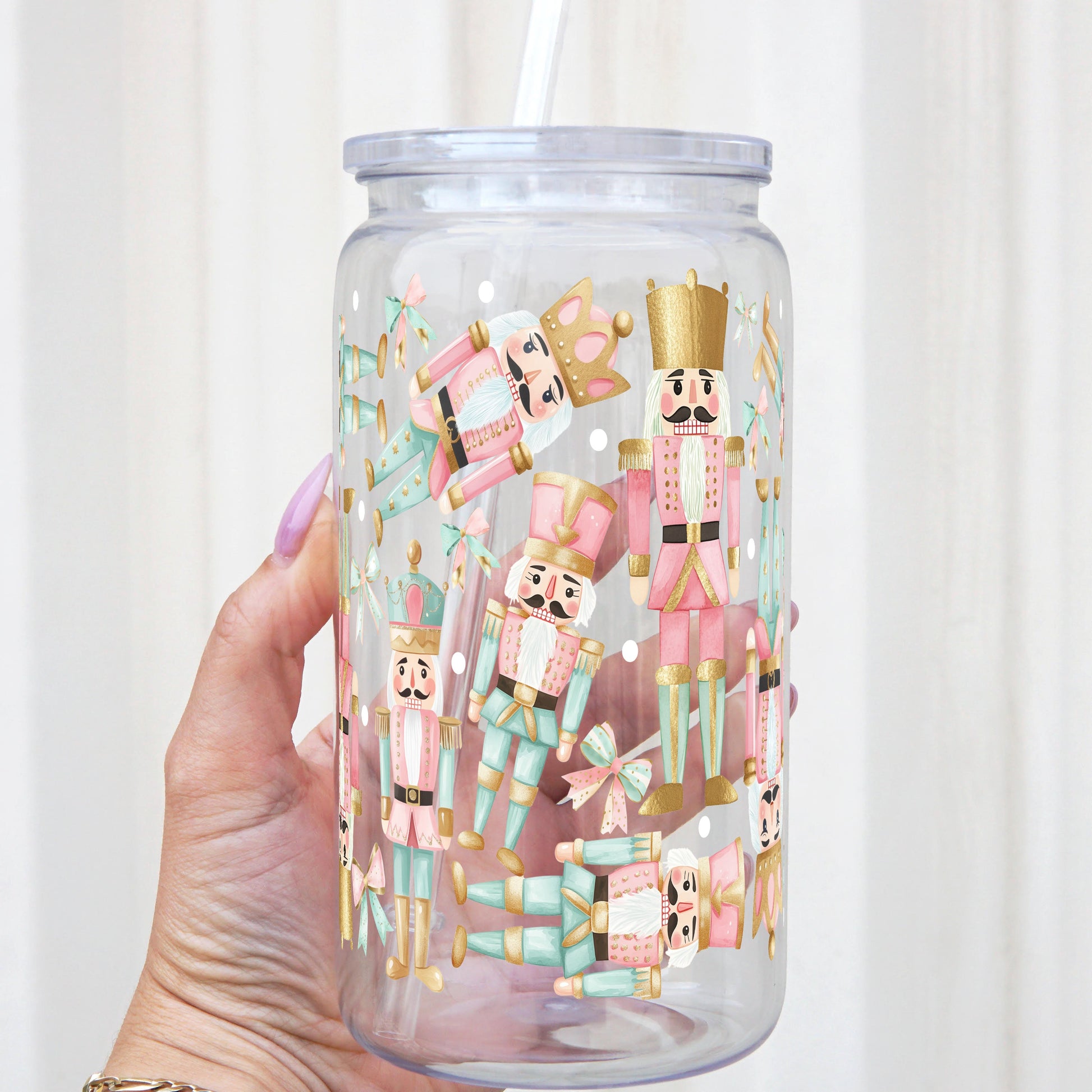 Pink Christmas Nutcracker Cup With Lid and Straw - Sip Sip Hooray