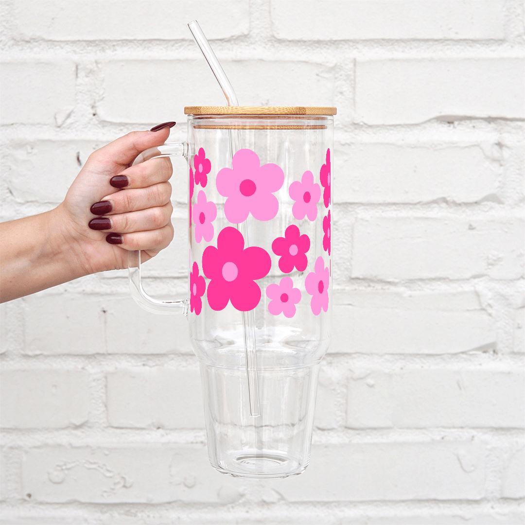 Pink Daisies 40oz Tumbler With Lid and Straw - Sip Sip Hooray