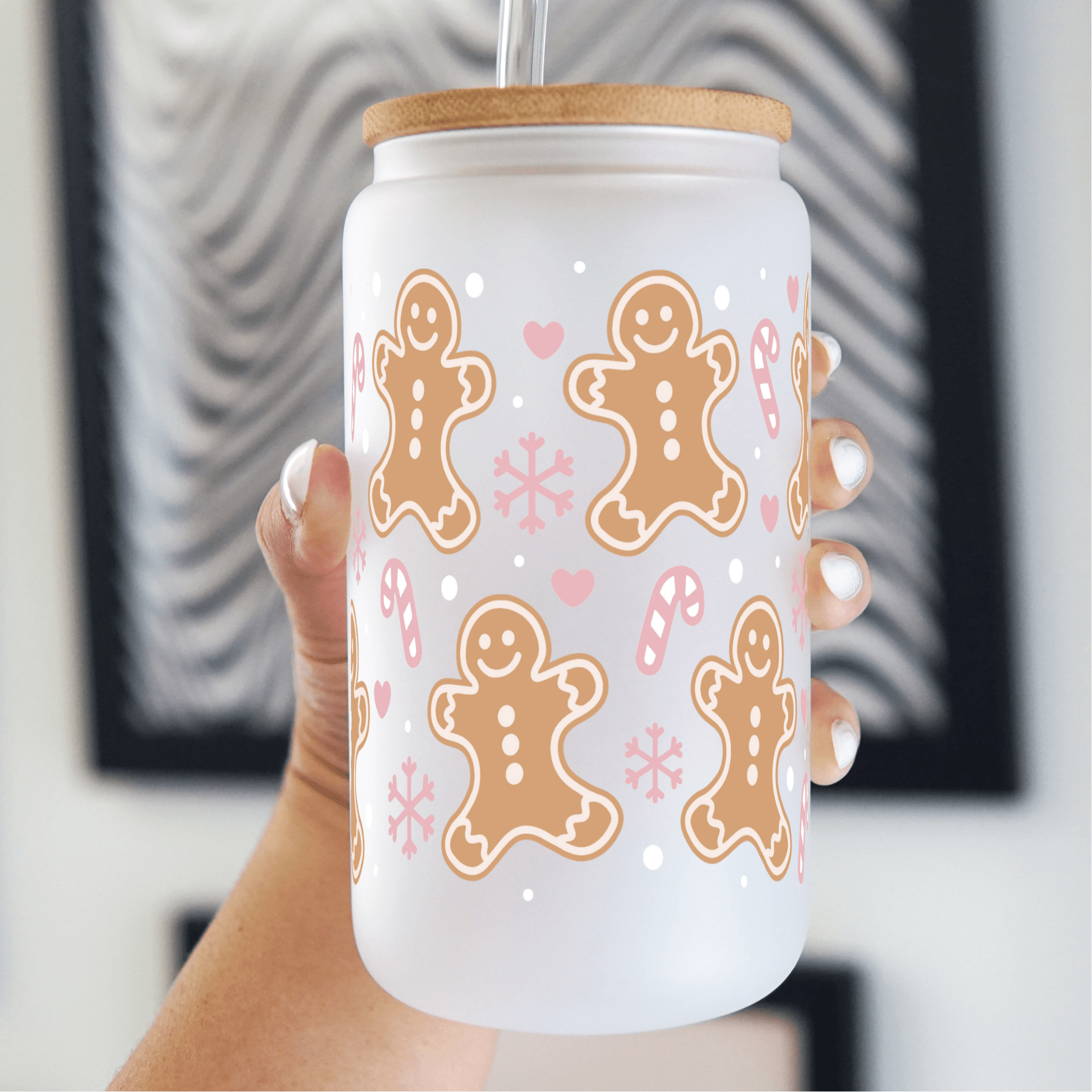 Pink Gingerbread Cup With Lid and Straw - Sip Sip Hooray