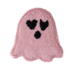 Light Pink Heart Eye Ghostie Mug Rug, Tufted Coaster, Pink Halloween Coffee Bar Decor