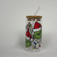 Grinch Inspired Christmas Lights 16oz  Glass Can Cup with Lid and Straw