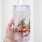 Christmas Red Truck 16oz Acrylic Plastic Can Cup With Lid and Straw