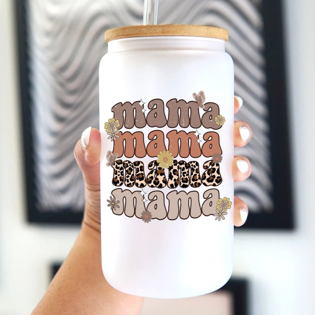 Retro Leopard Mama Cup With Lid and Straw - Sip Sip Hooray