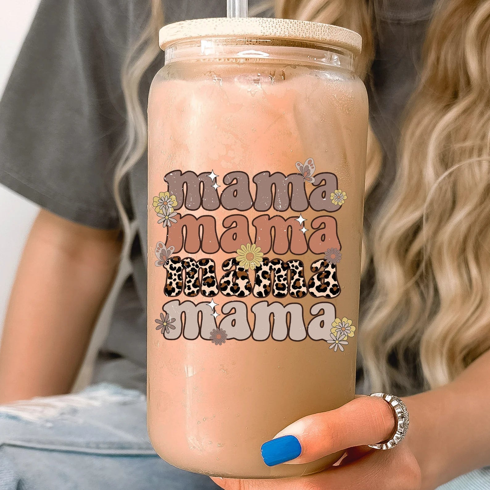 Retro Leopard Mama Cup With Lid and Straw - Sip Sip Hooray