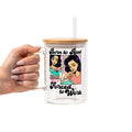 Born To Read original UVDTF-printed design on a handmade glass tumbler with bamboo lid and straw by Sip-Sip Hooray!