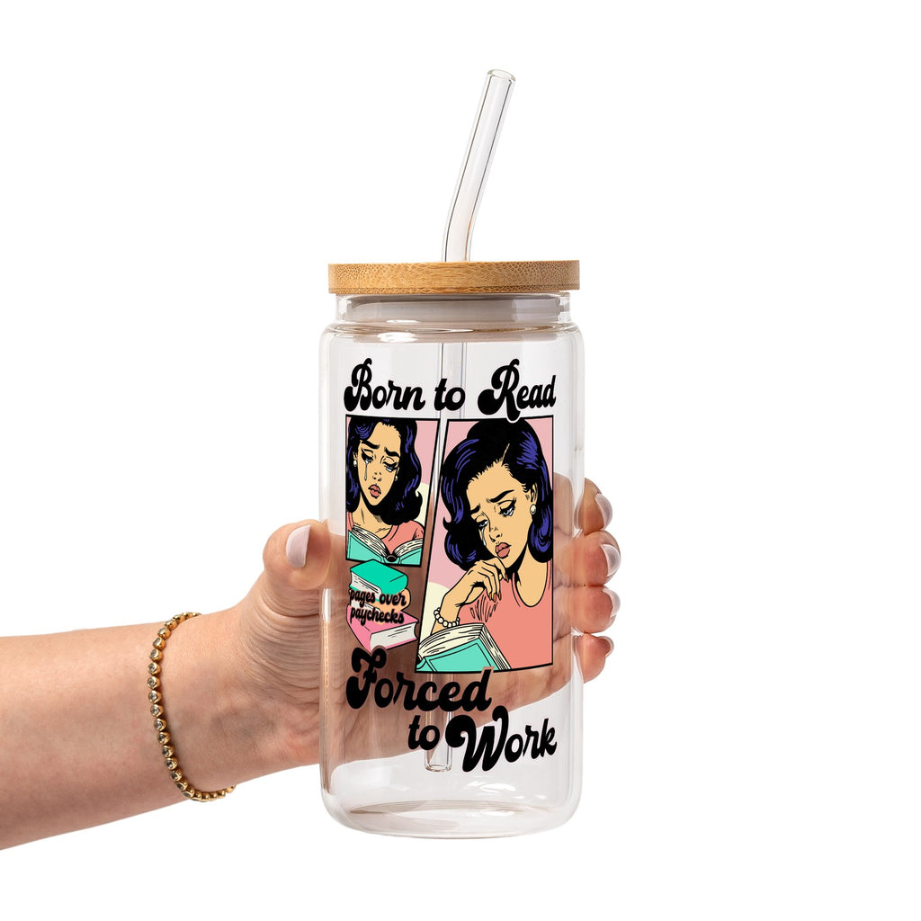Born To Read Glass Cup, Mug & Tumbler with Lid and Straw