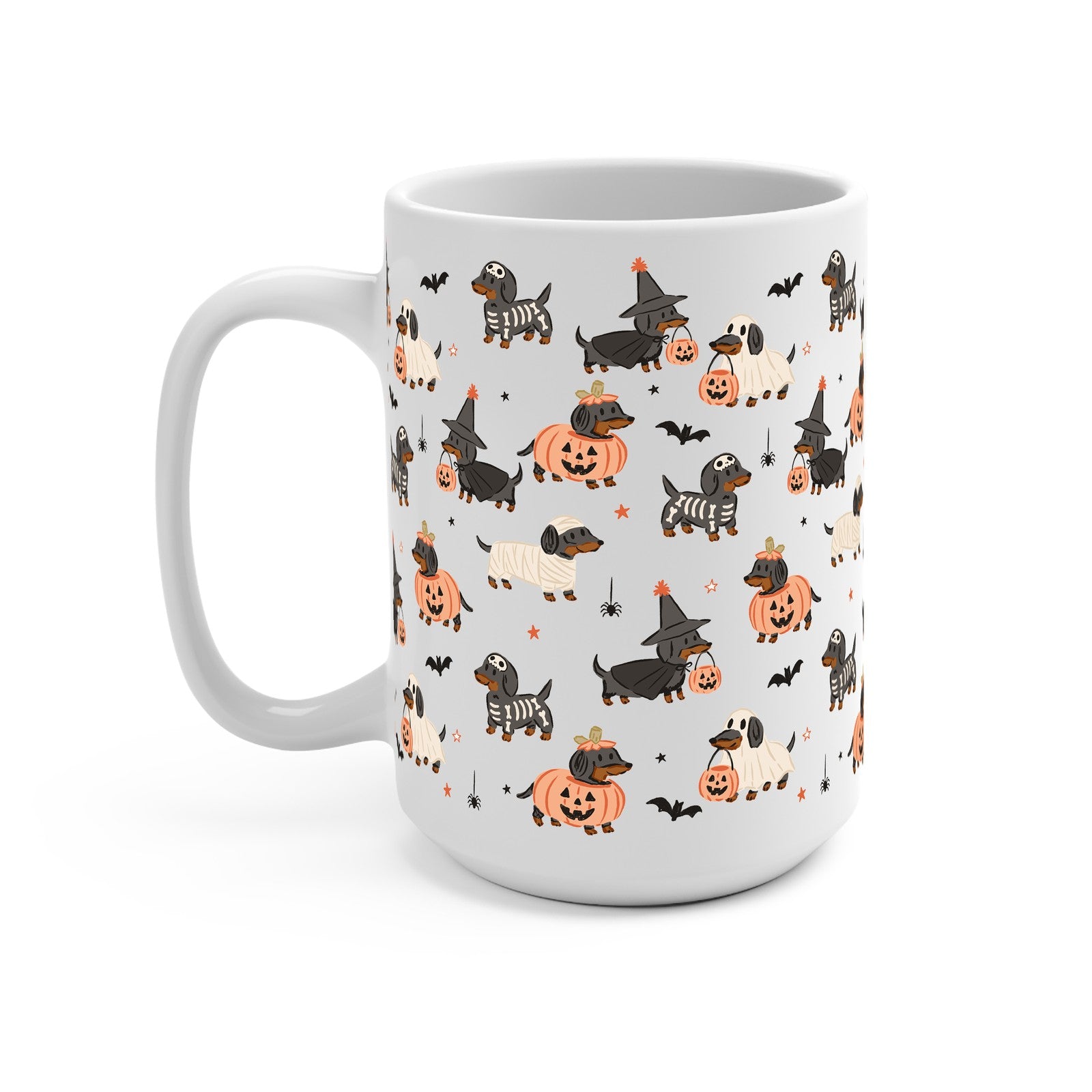 Spooky Dachshunds Glass Cup, Mug & Tumbler with Lid and Straw