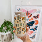 Vintage Halloween Stamps Glass Cup, Mug & Tumbler with Lid and Straw
