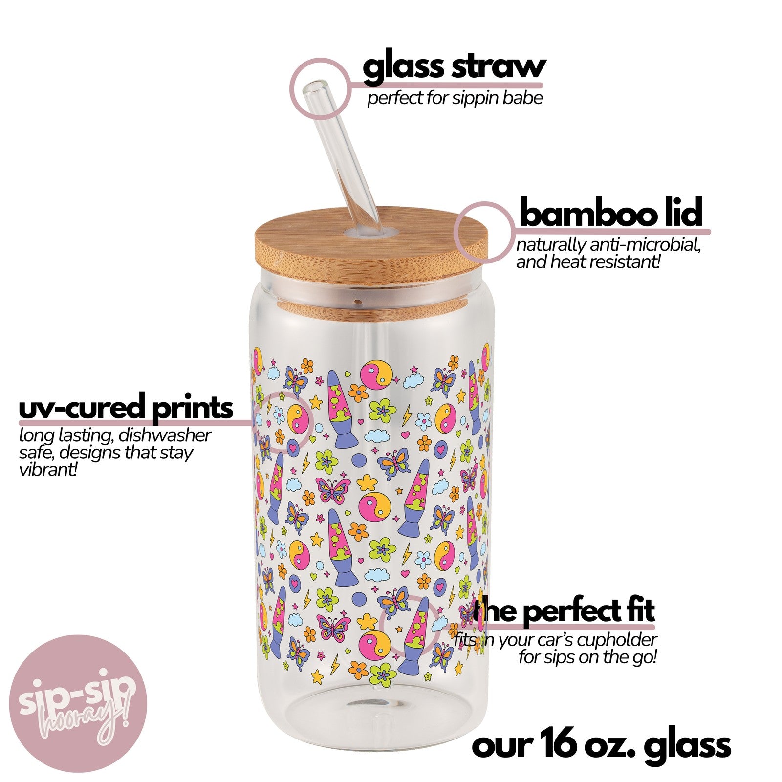 Groovy Lava Lamp Glass Cup, Mug & Tumbler with Lid and Straw