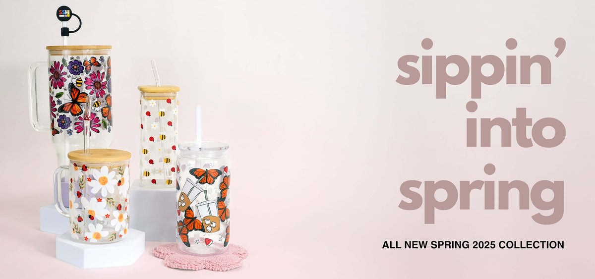 Shop Our Reusable Glass Cups With Lids And Straws - Sip Sip Hooray