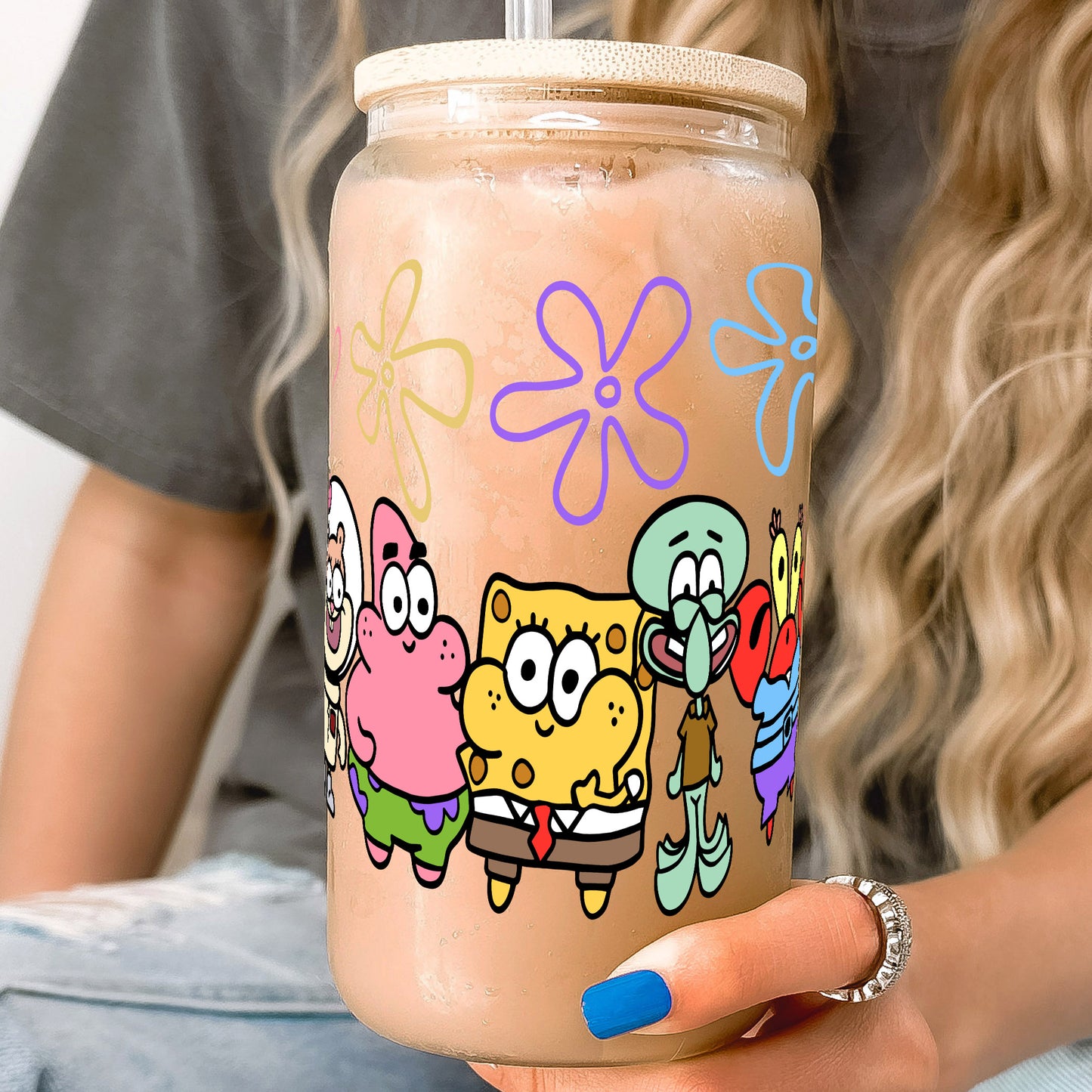 16oz SpongeBob Glass Can Cup