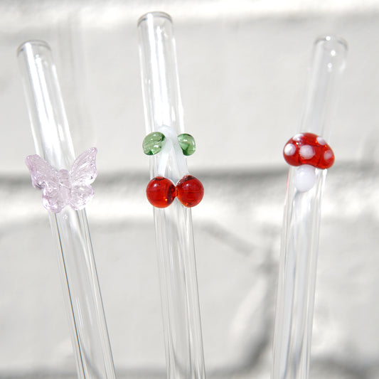 Glass Straws with Glass Straw Charms