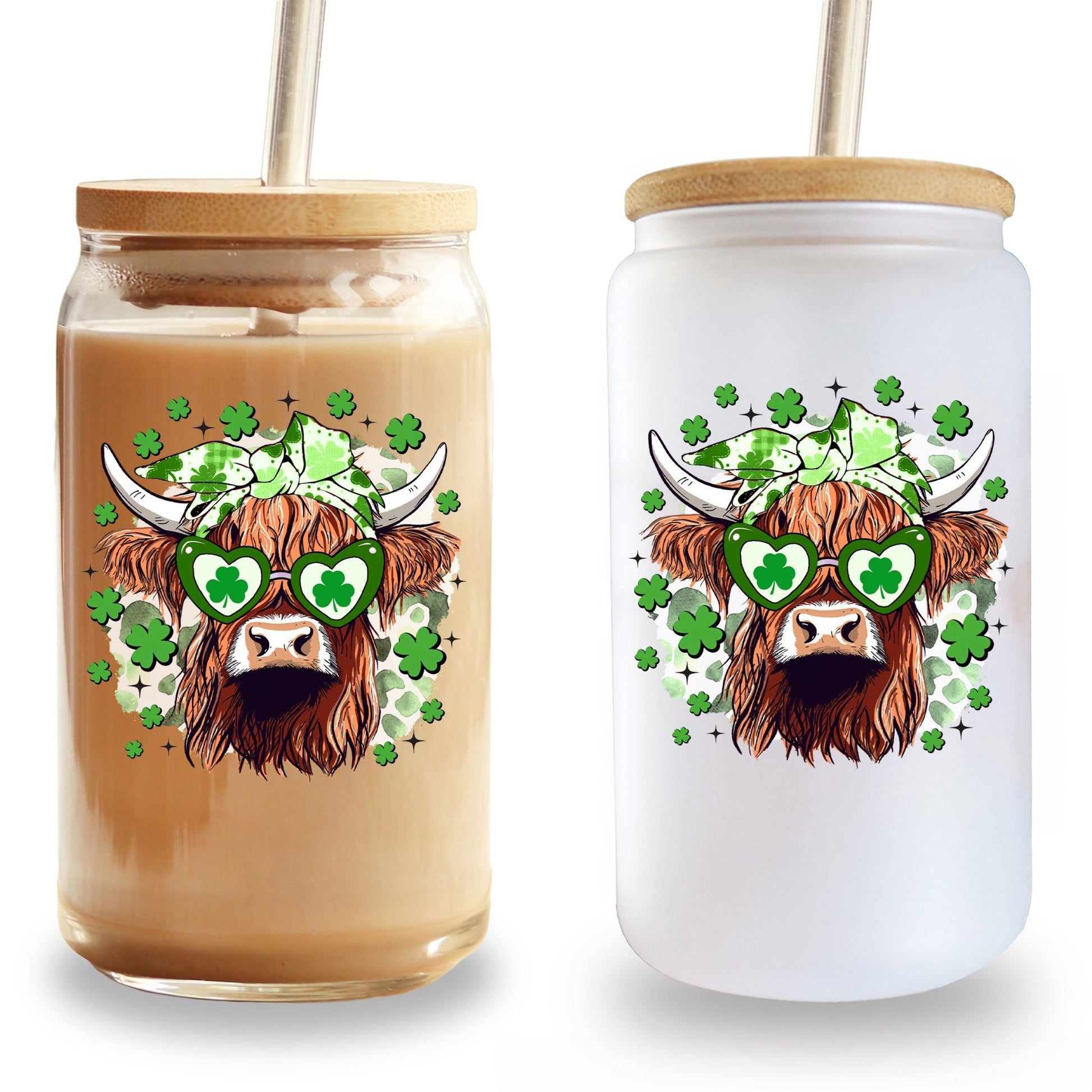 St Patrick's Day Highland Cow Cup With Lid and Straw - Sip Sip Hooray