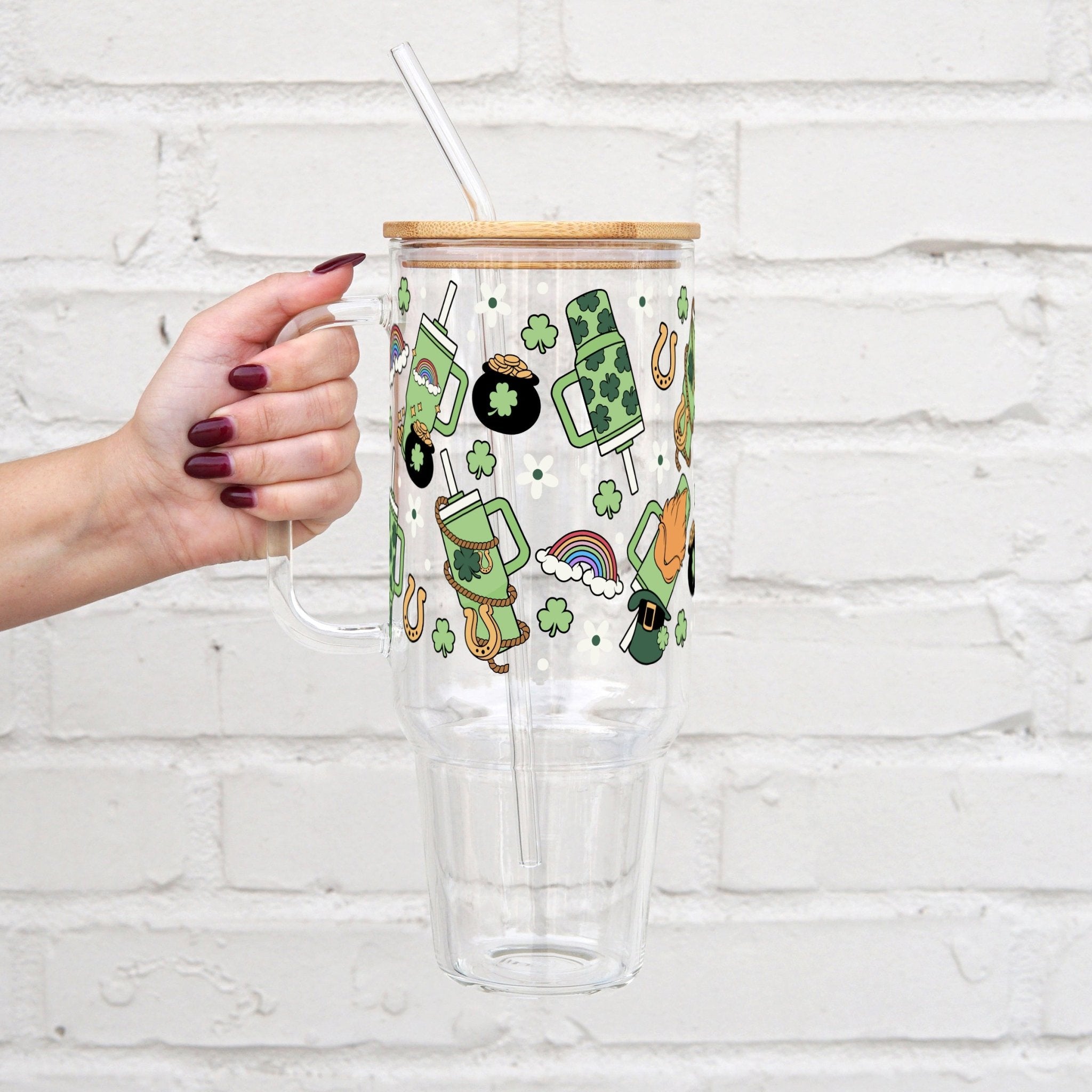 St Patrick's Inspired 40oz Tumbler With Lid and Straw - Sip Sip Hooray