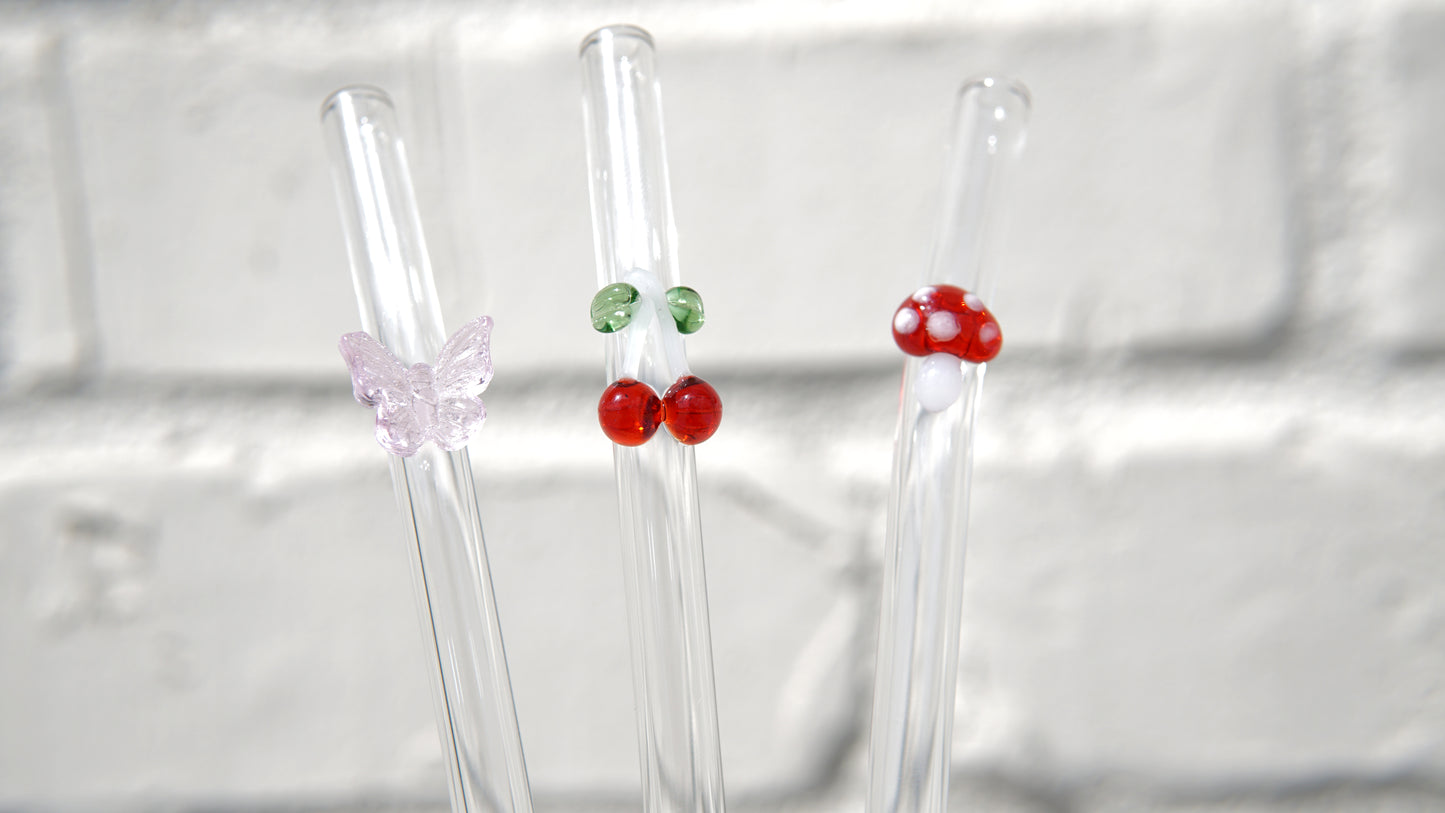 Glass Straws with Glass Straw Charms