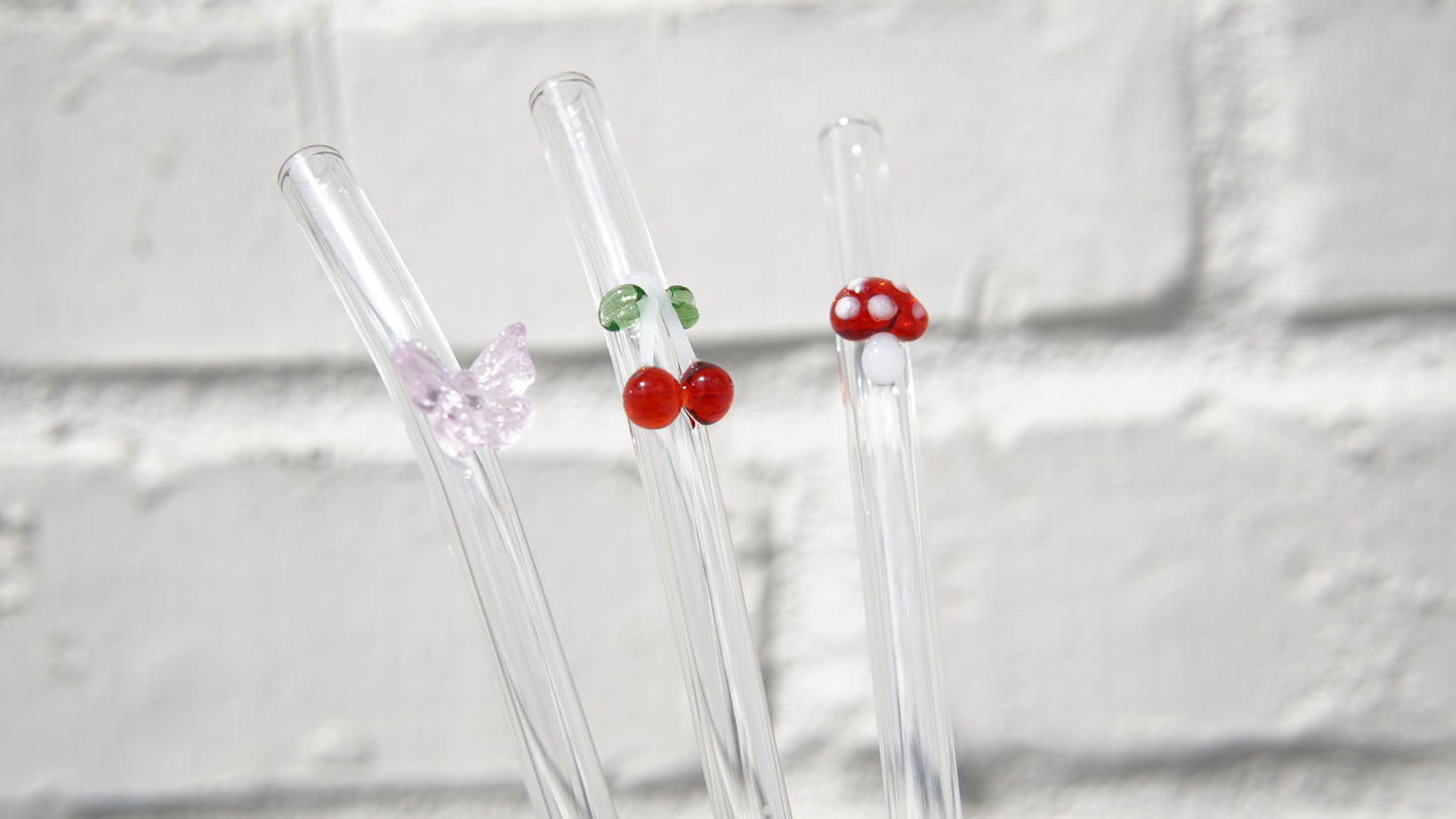 Glass Straws with Glass Straw Charms