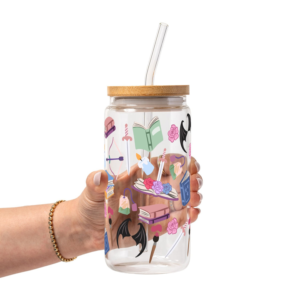 Bat Fantasy Glass Cup, Mug & Tumbler with Lid and Straw