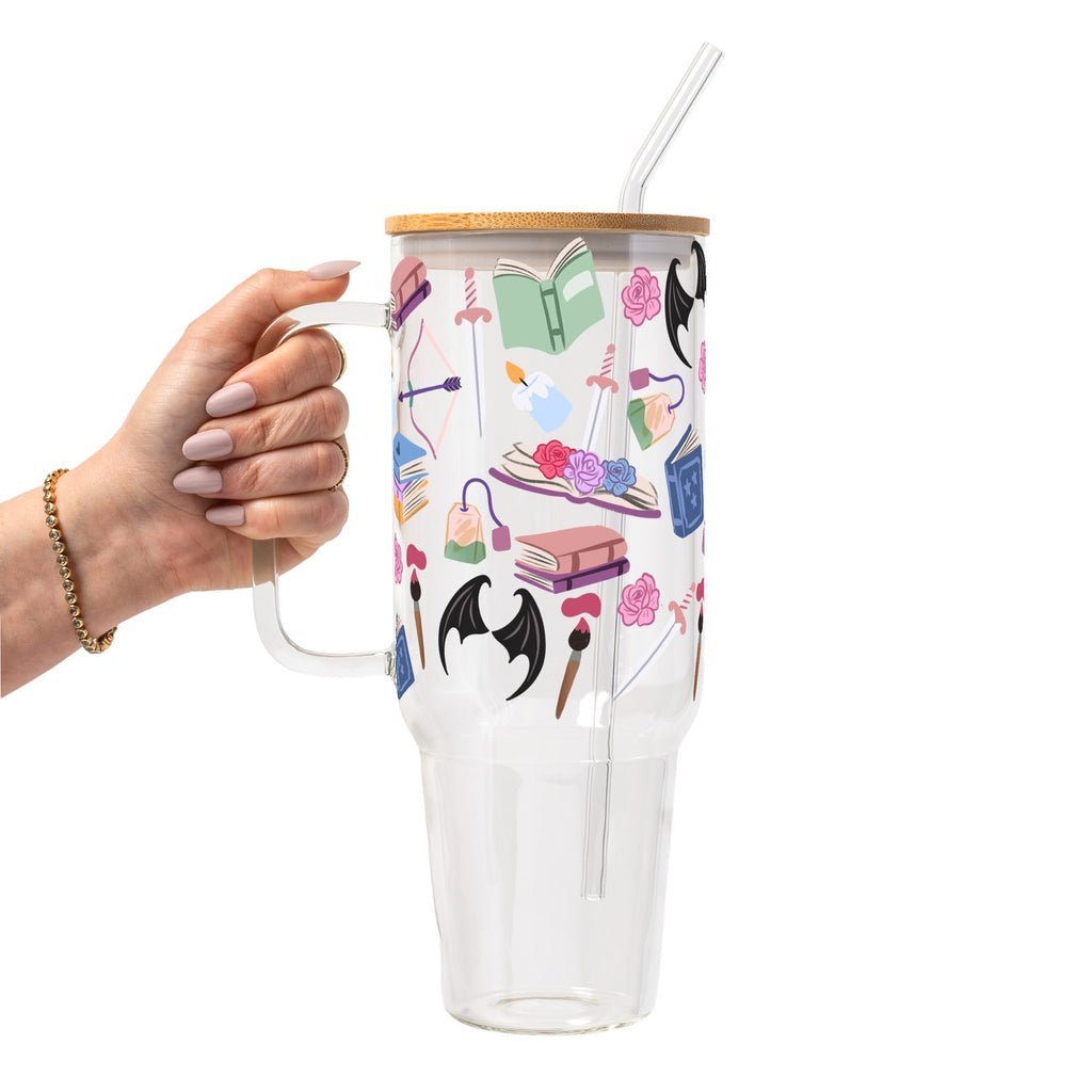 Bat Fantasy Glass Cup, Mug & Tumbler with Lid and Straw